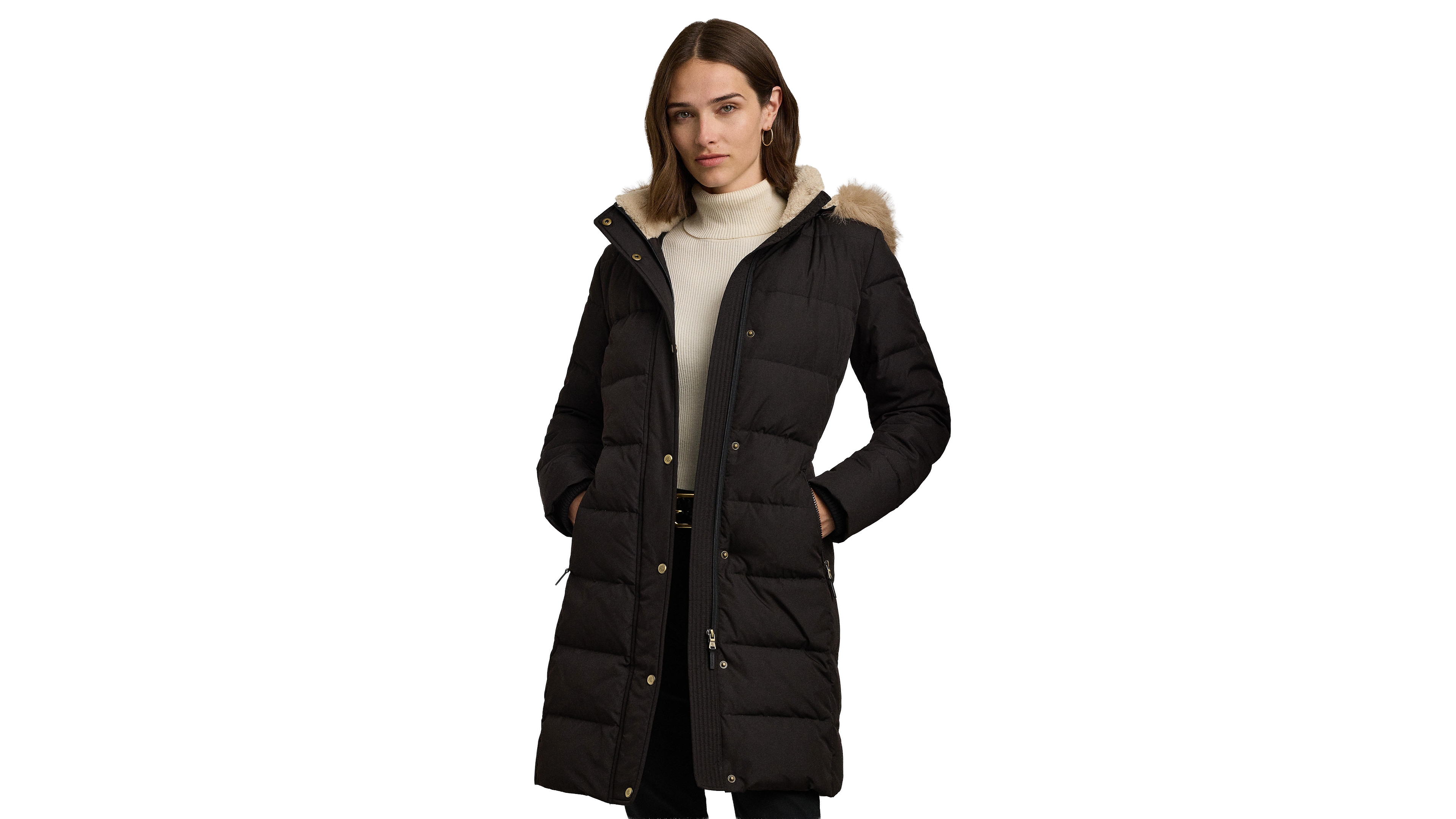 Lauren Ralph Petite Faux-Fur-Trim Hooded Puffer Coat