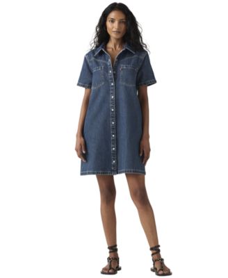 Women's Louisa Short-Sleeve Collared Cotton Denim Dress