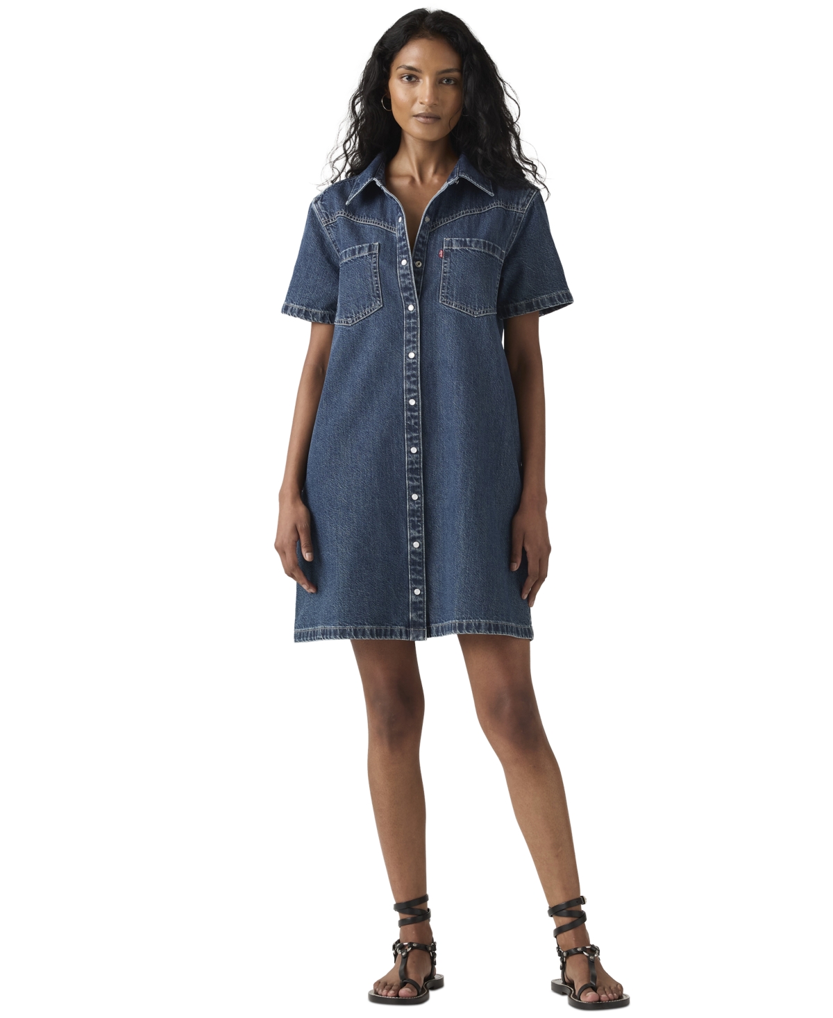 Levi's Women's Louisa Short-Sleeve Collared Cotton Denim Dress - Youre A Dime