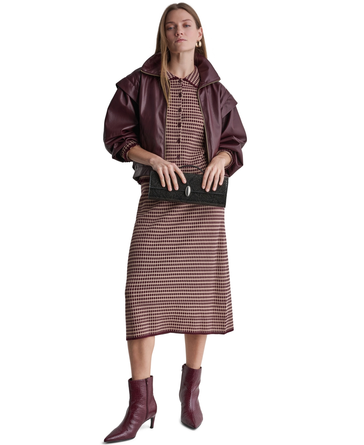 Bcbg Women's Plaid Collared Long-Sleeve Cardigan