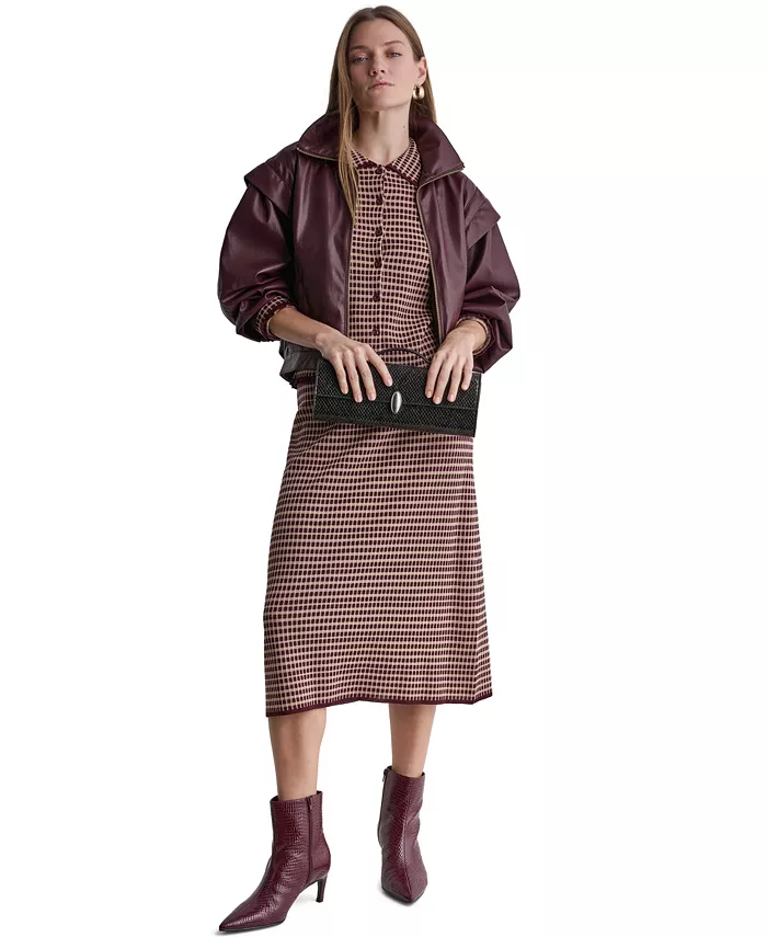 Women's Plaid Collared Long-Sleeve Cardigan - thumbnail 2