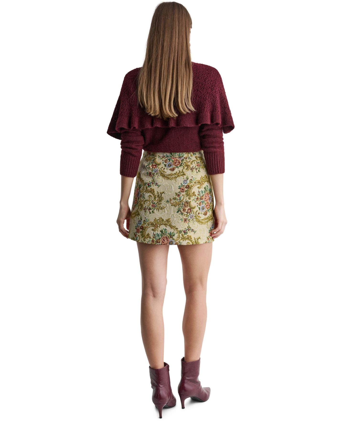 Женская юбка BCBG Tapestry Floral A-Line Mini, цвет: Экрю — фото 6