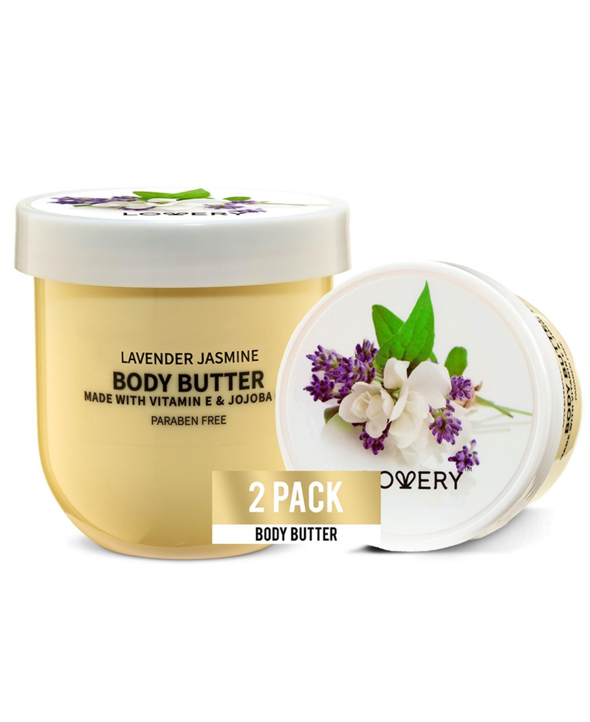 Lovery Lavender Jasmin Whipped Body Butter, 2-Pack Body Care Set