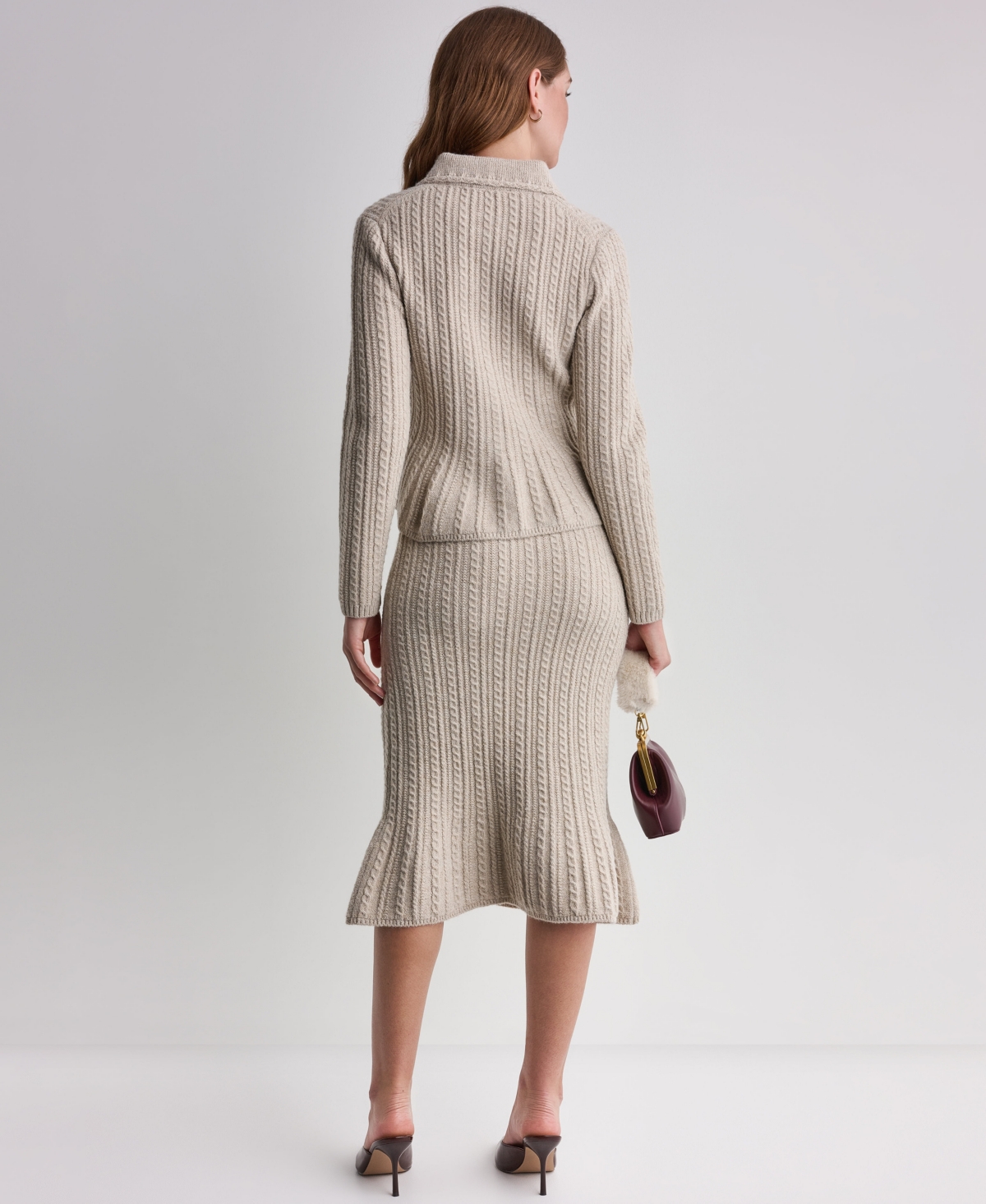 Bcbg Women's Peplum Cable-Knit Cardigan