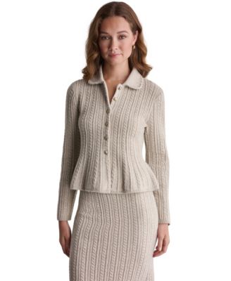 Women's Peplum Cable-Knit Cardigan