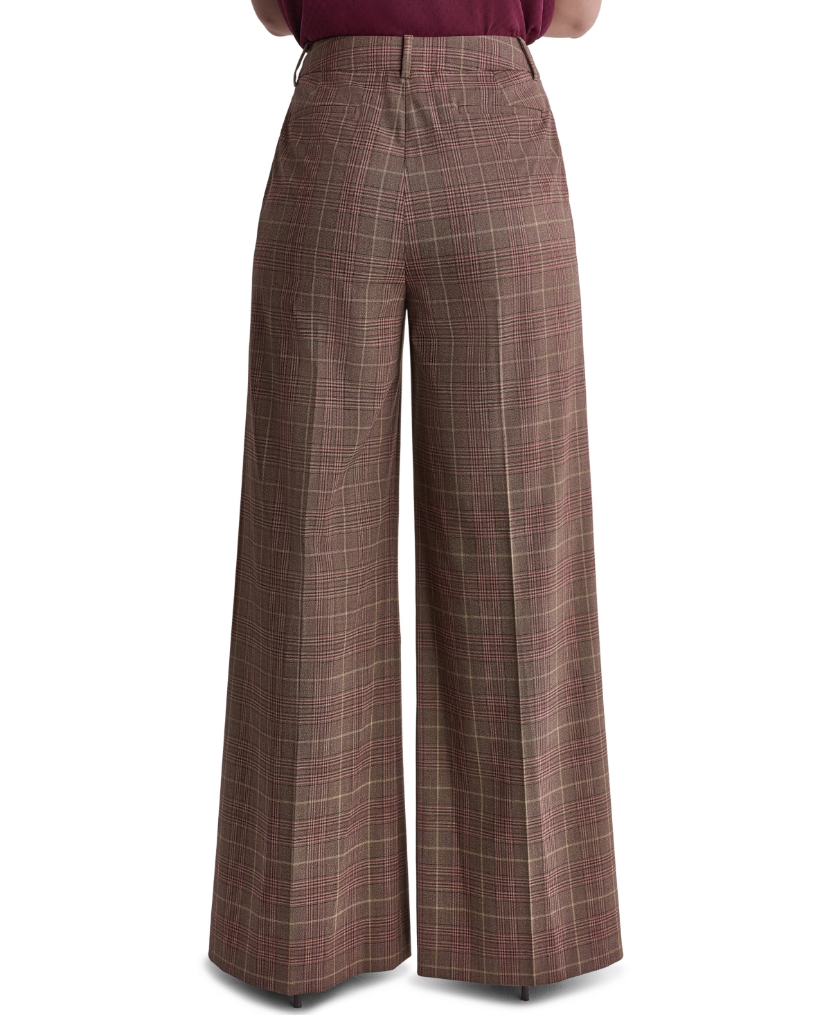 Bcbg Women's Wide-Leg Pleated Plaid Pants