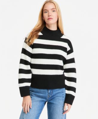 Women's Mock-Neck Relaxed Barrel Sleeve Sweater
