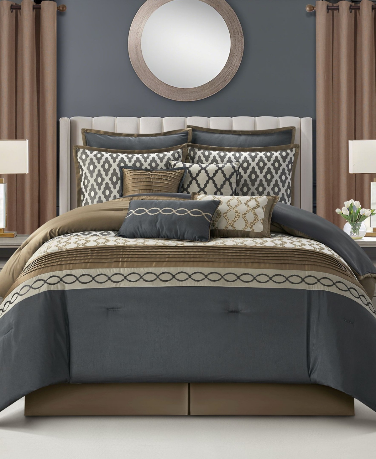 Stratford Park Caval Geometric Patchwork 12-Pc. Comforter Set, California King