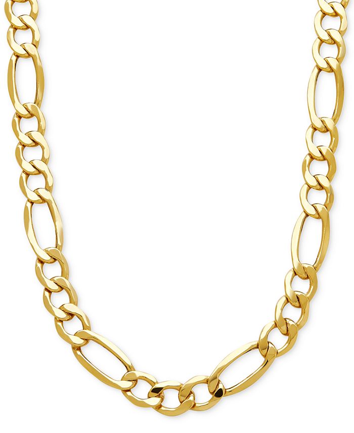 Italian Gold Men's Figaro Link Chain Necklace