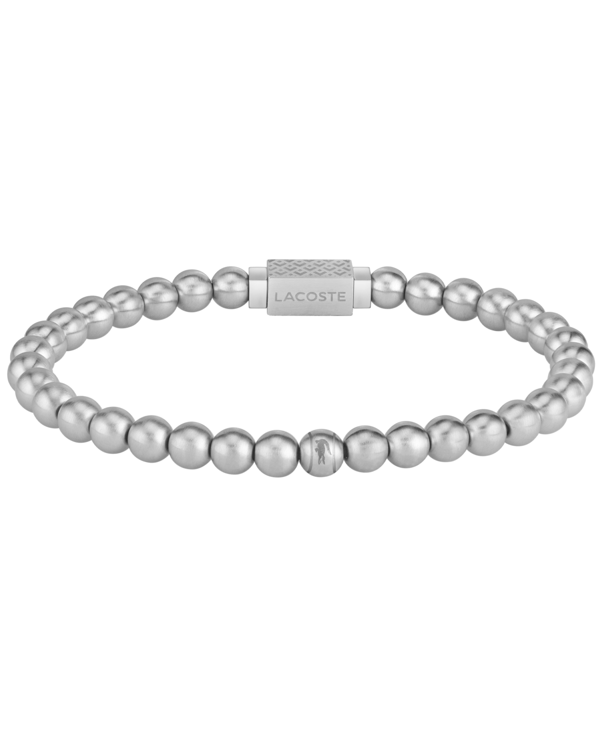 Lacoste Men's Matchpoint Silver-Tone Stainless Steel Beaded Bracelet