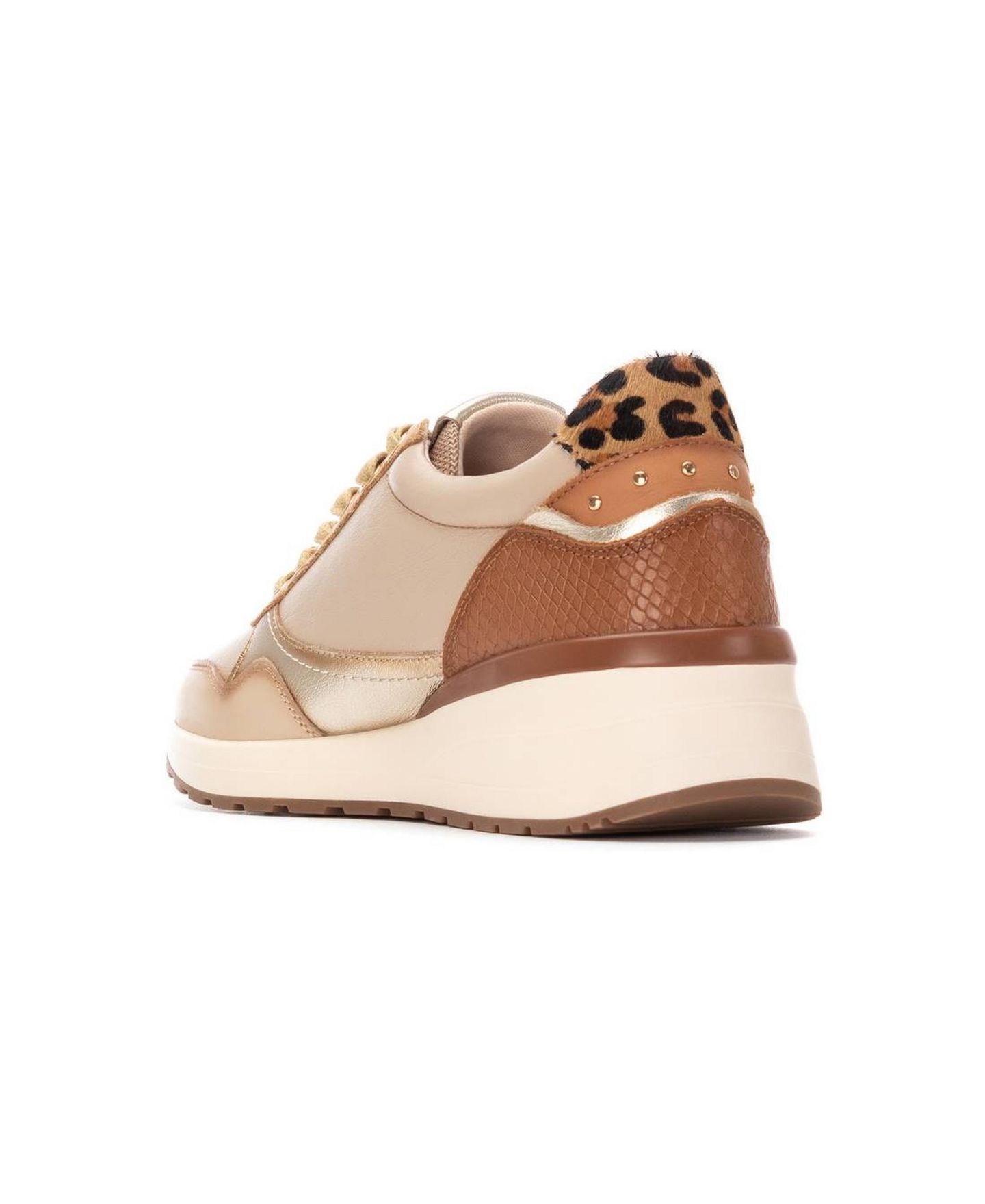 Женские кроссовки XTI Leather Wedge Lace-Up Carmela Collection, цвет: Бежевый — фото 3