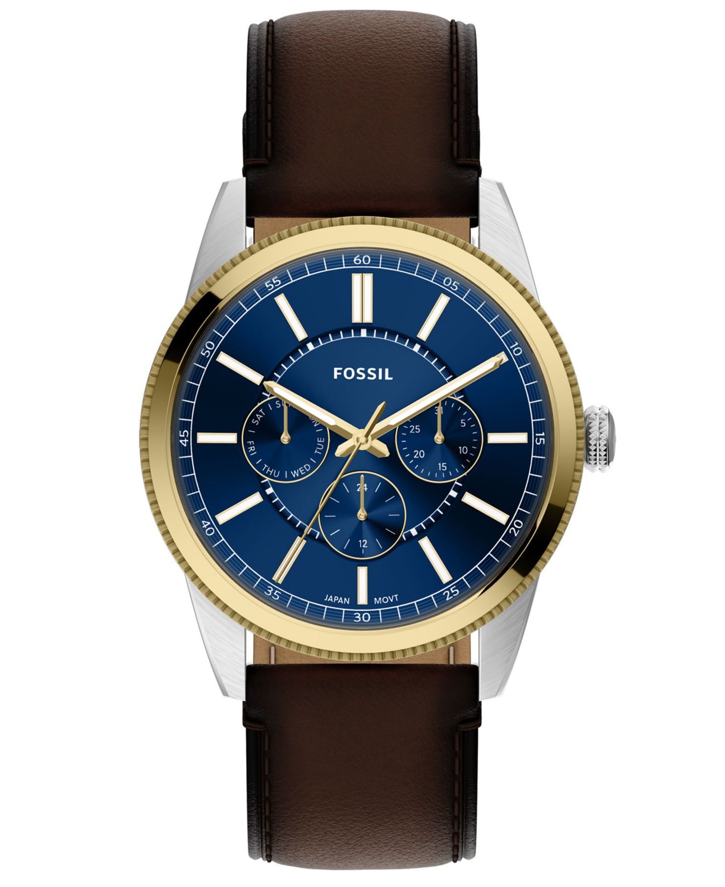 Мужские часы Fossil Pearson Multi-Function Brown Leather Watch 42mm — фото 1