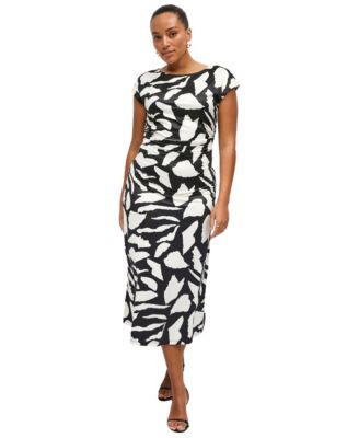 Women's Ruched A-Line Knit Midi Dress