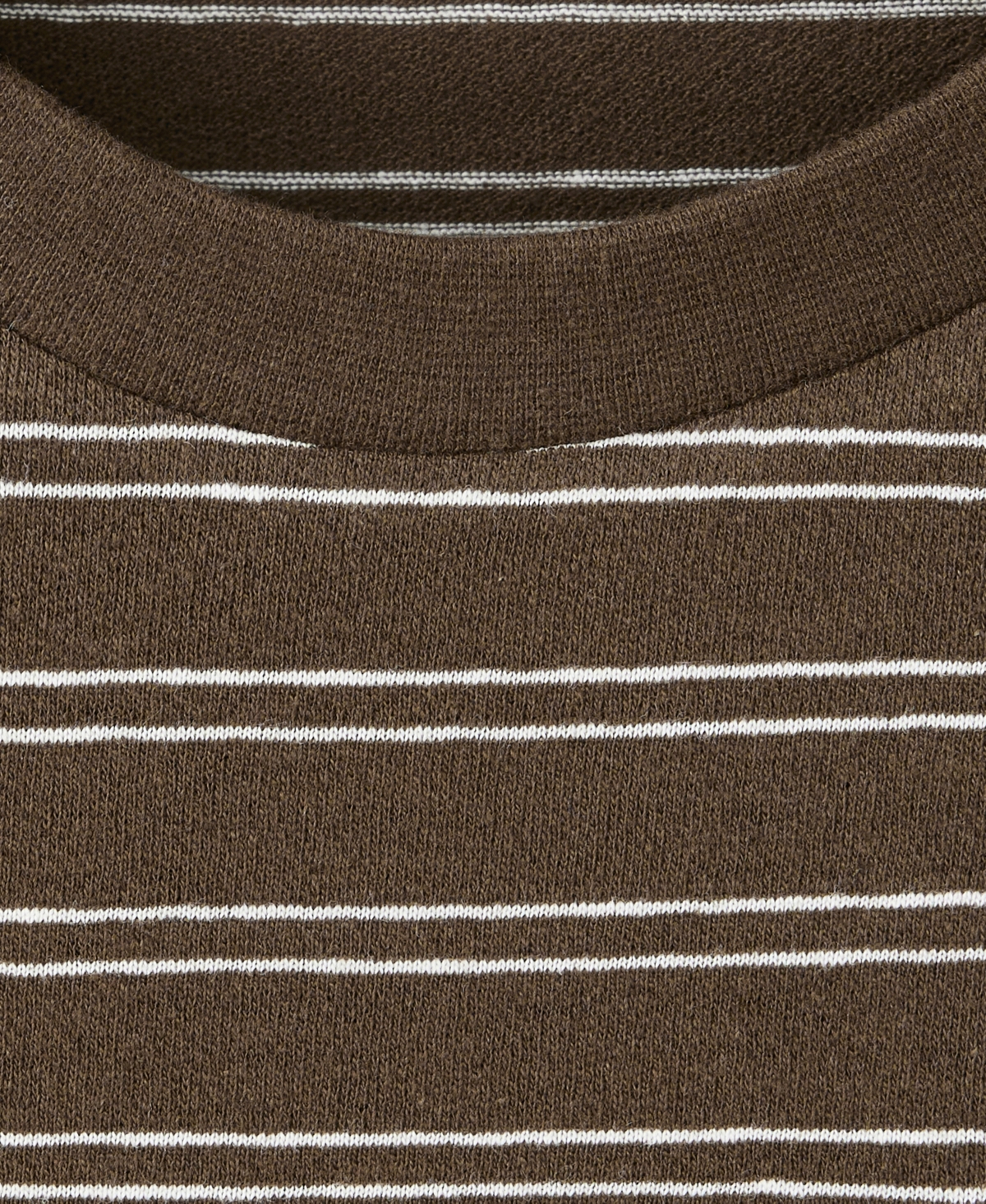 Mango Men's Crew Neck Stripe Cotton-Linen Blend T-Shirt