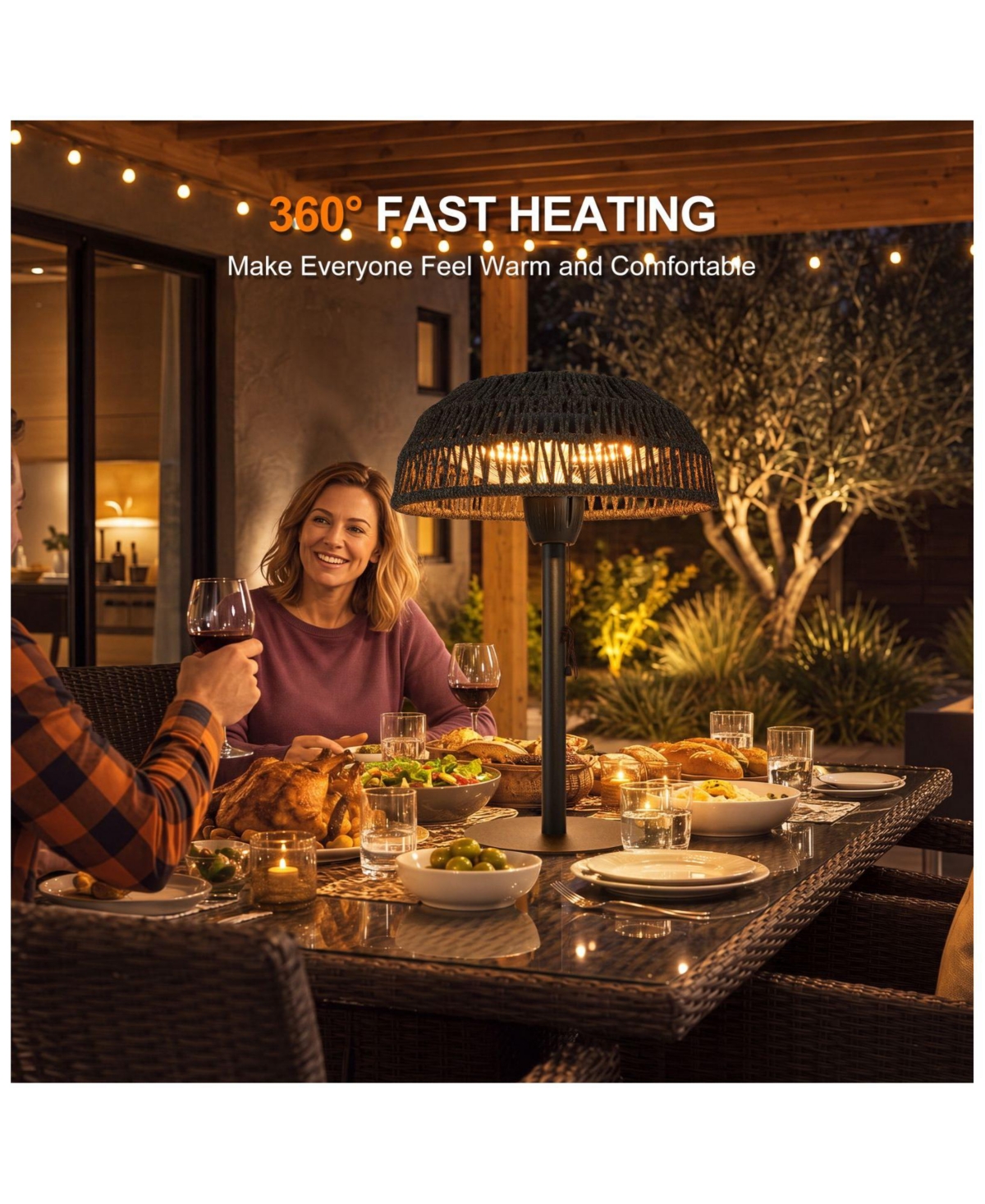 Ltmate Global Inc. 1500W Tabletop Patio Heater with Woven Rattan Shade