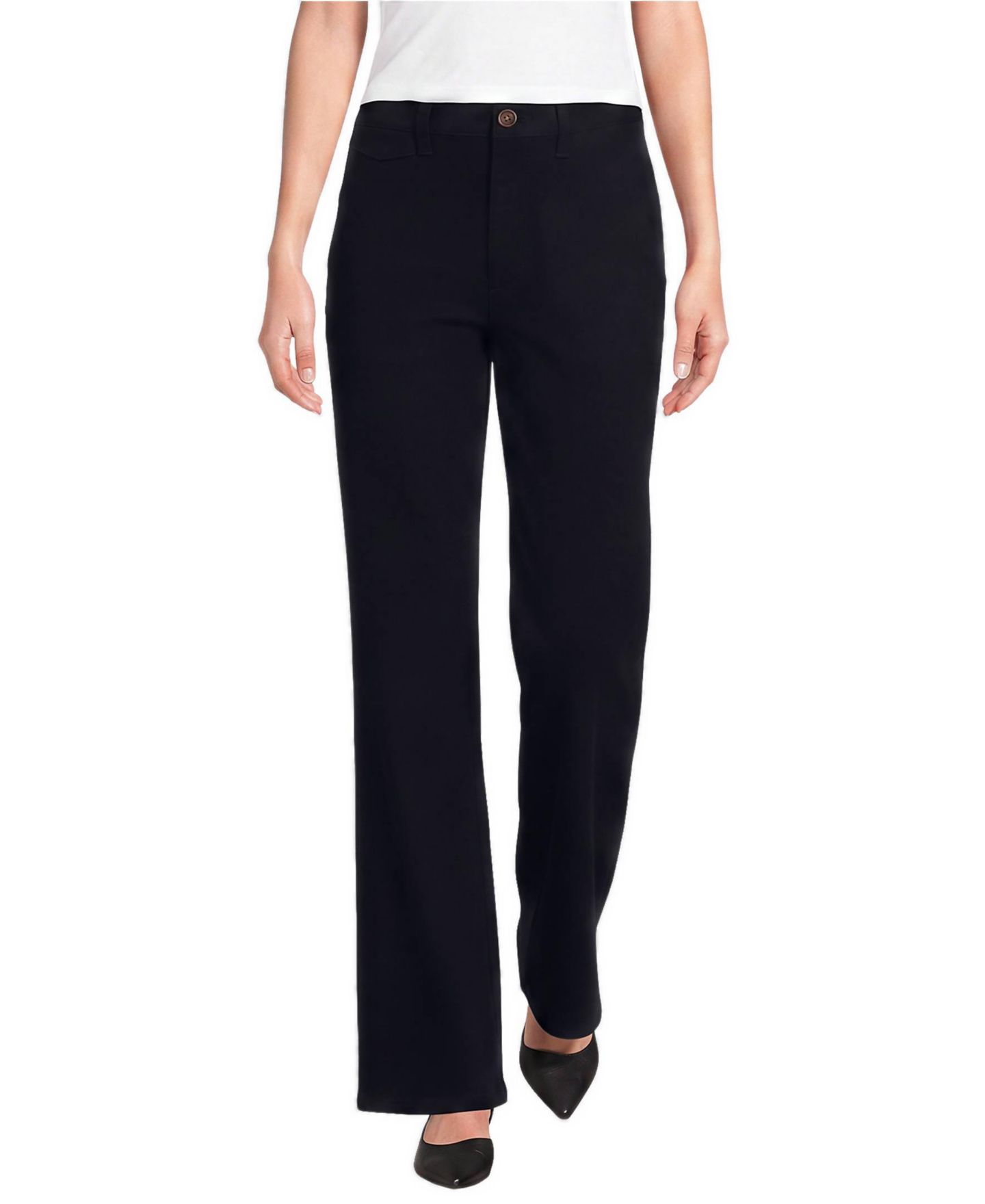 Женские брюки Lands' End Knockabout Chino High Rise Straight Leg, цвет: Чёрный — фото 1