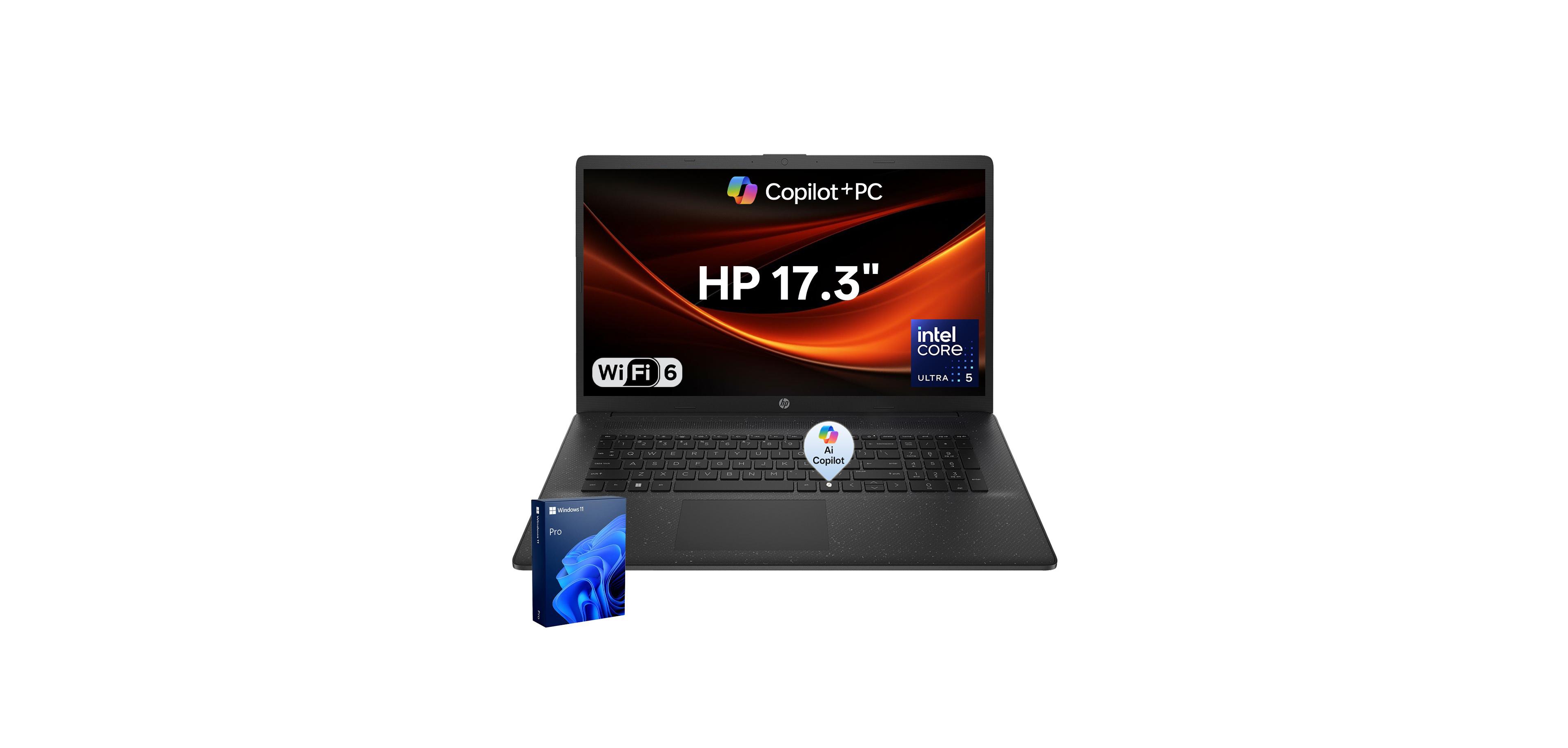 Hp 17.3" Business Copilot Ai Laptop, More WorkspaceandAI Task, Core Ultra 5 225U, Intel Graphics, 24GB DDR5, 512GB Ssd, Wi-Fi 6, Win11 Pro, Black