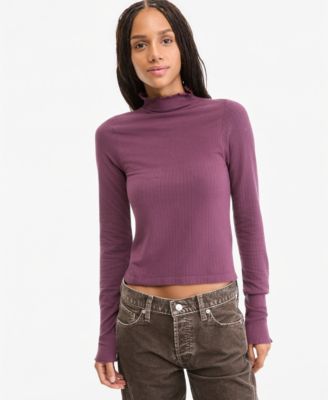 Women's So Soft Ribbed Long-Sleeve Mock Neck Top