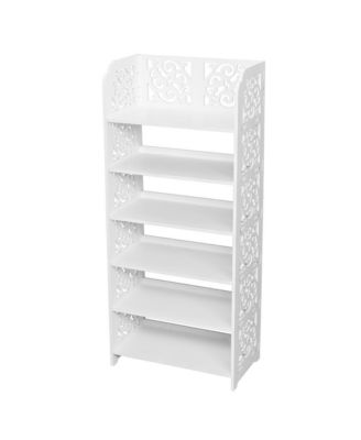 6 Tier Freestanding Shoe Rack Cabinet with Carved Open Shelves