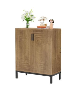 Engineered Wood Shoe Cabinet with 2 Front Doors for Home Storage