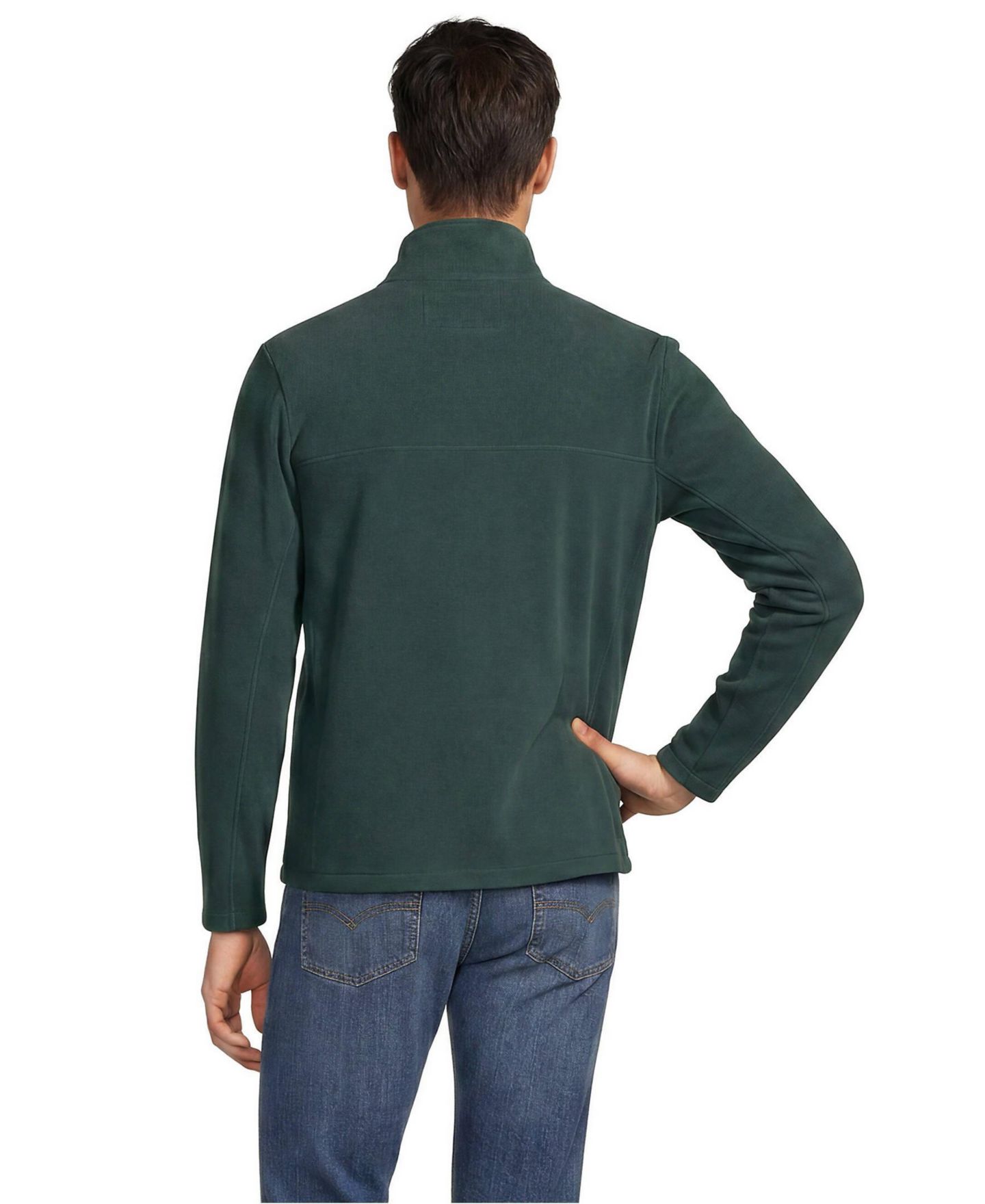 Мужской свитер Lands' End Big & Tall Anyweather Fleece Quarter Zip Pullover, цвет: Зелёный — фото 2