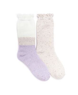 Women's 2 Pair Pack Ruffle Heat Retainer Crew Socks