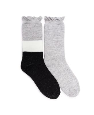 Women's 2 Pair Pack Ruffle Heat Retainer Crew Socks
