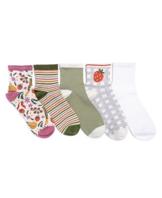 Women's 5 Pair Pack Quarter Crew Novelty Bamboo Socks