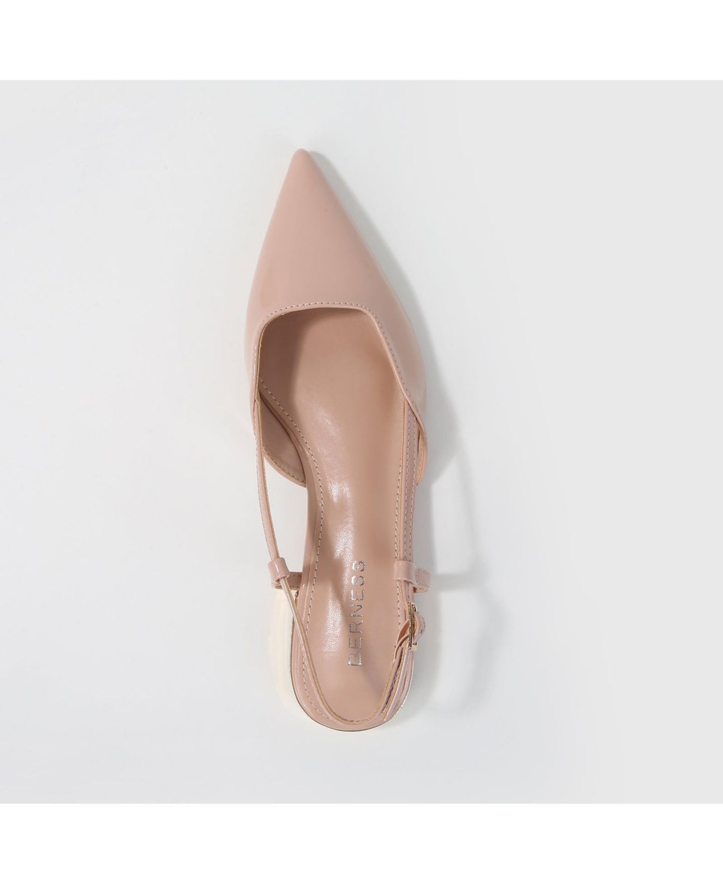 Женские балетки BERNESS Cass Patent Slingback Flats with Gold-Tone Heel, цвет: Бежевый — фото 4