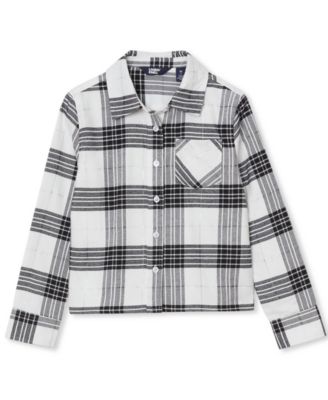 Girls Long Sleeve Cropped Flannel Shirt
