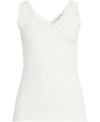 Plus Size Variegated Micro Rib Lace Trim Cami