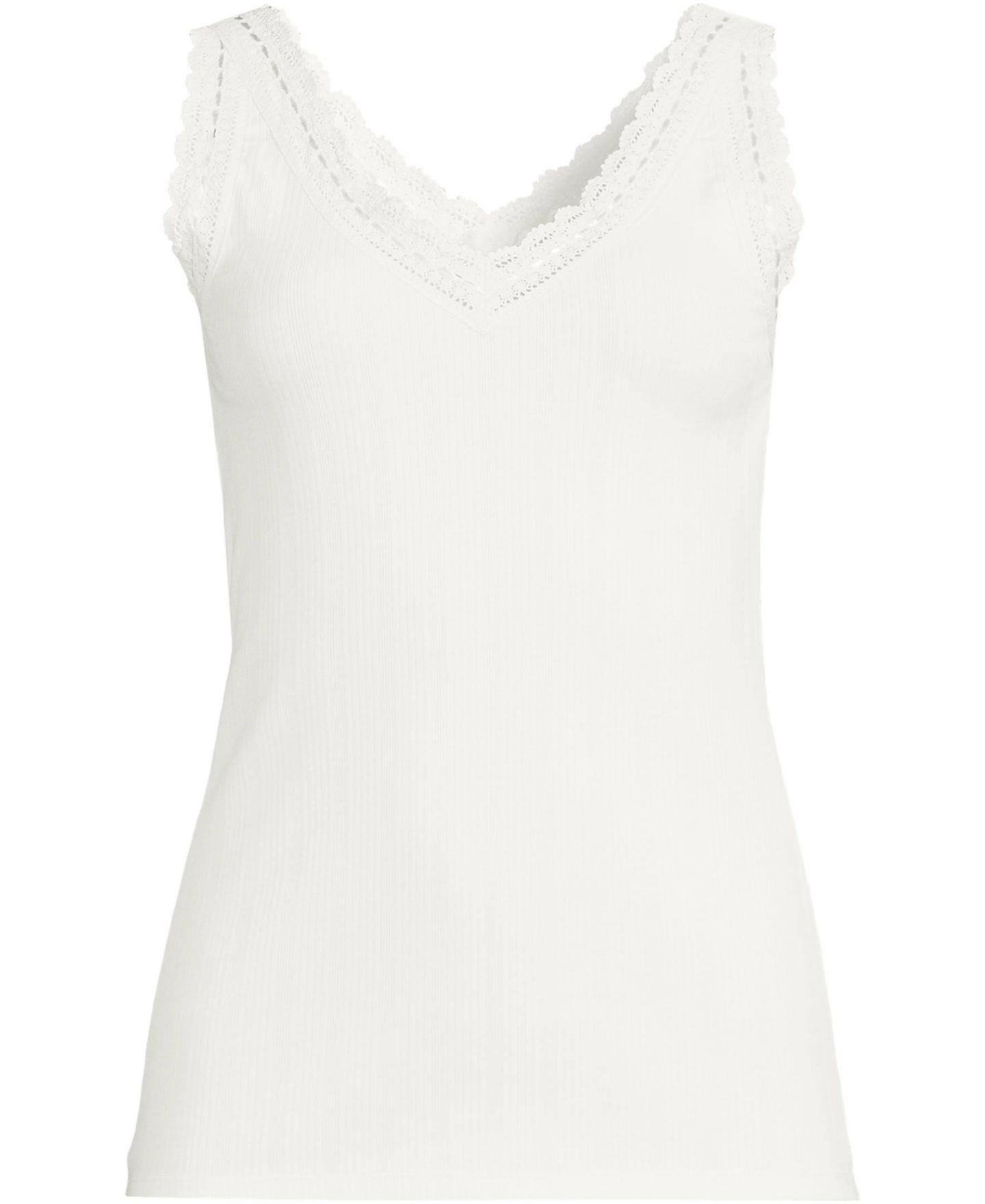 Женский топ Lands' End Plus Size Variegated Micro Rib Lace Trim, цвет: Слоновая кость — фото 1