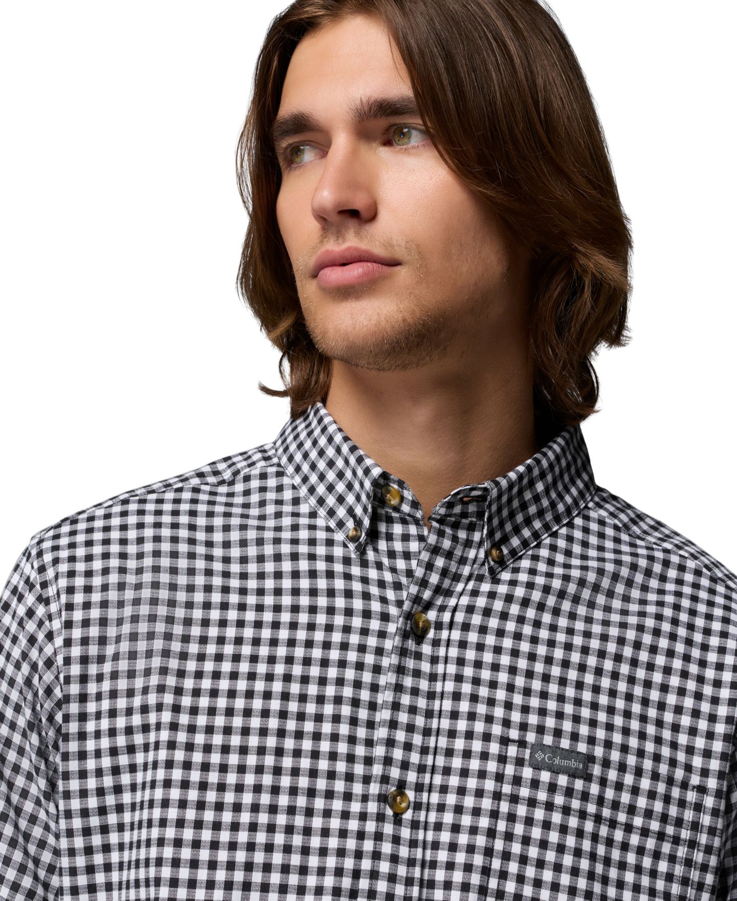 Мужская рубашка Columbia Rapid Rivers II Long-Sleeve, цвет: Чёрный в мелкую клетку — фото 3