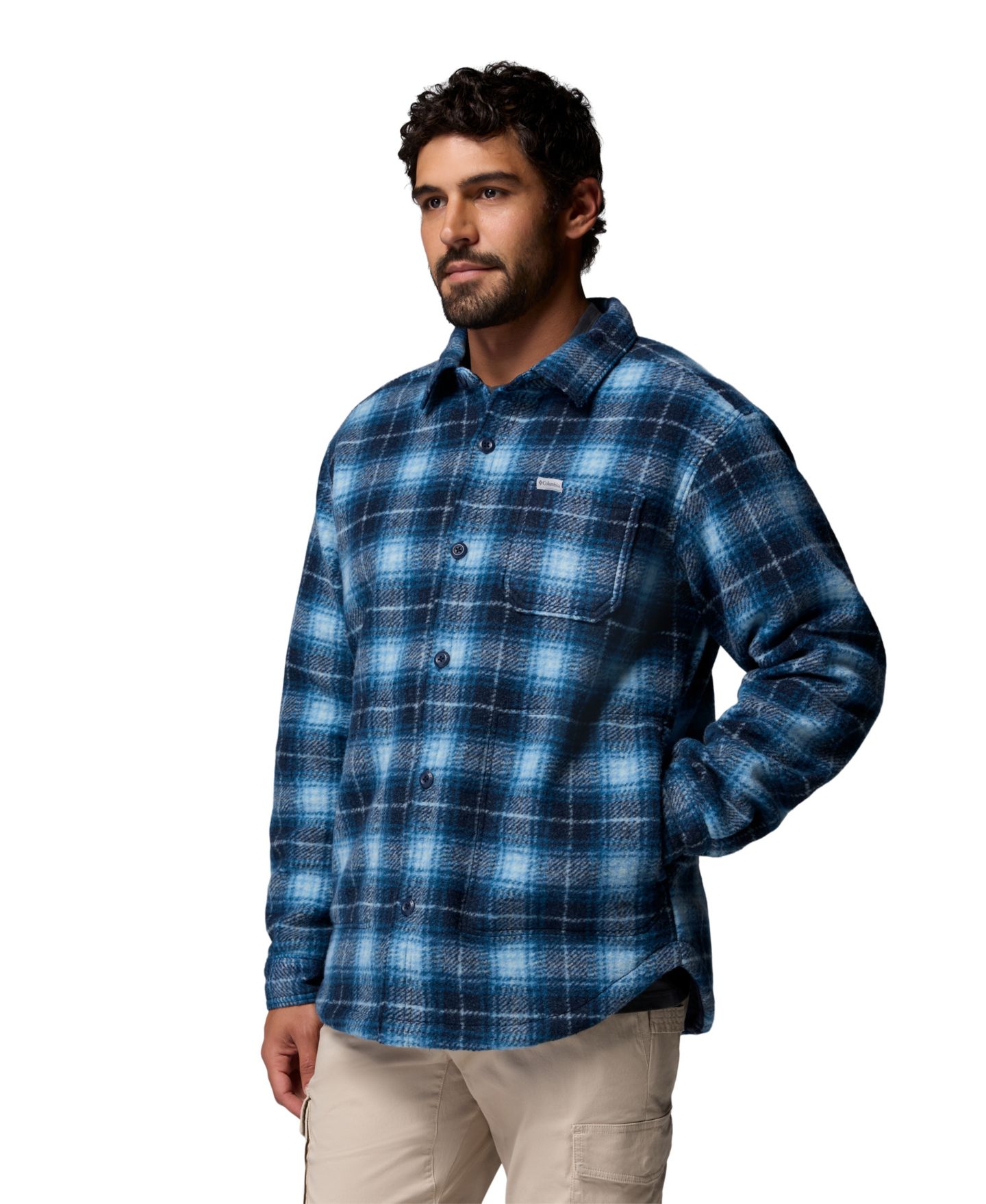 Мужская рубашка Columbia Hunter Arch Long-Sleeve, цвет: Тёмно-синий клетчатый, вариант 1 — фото 4