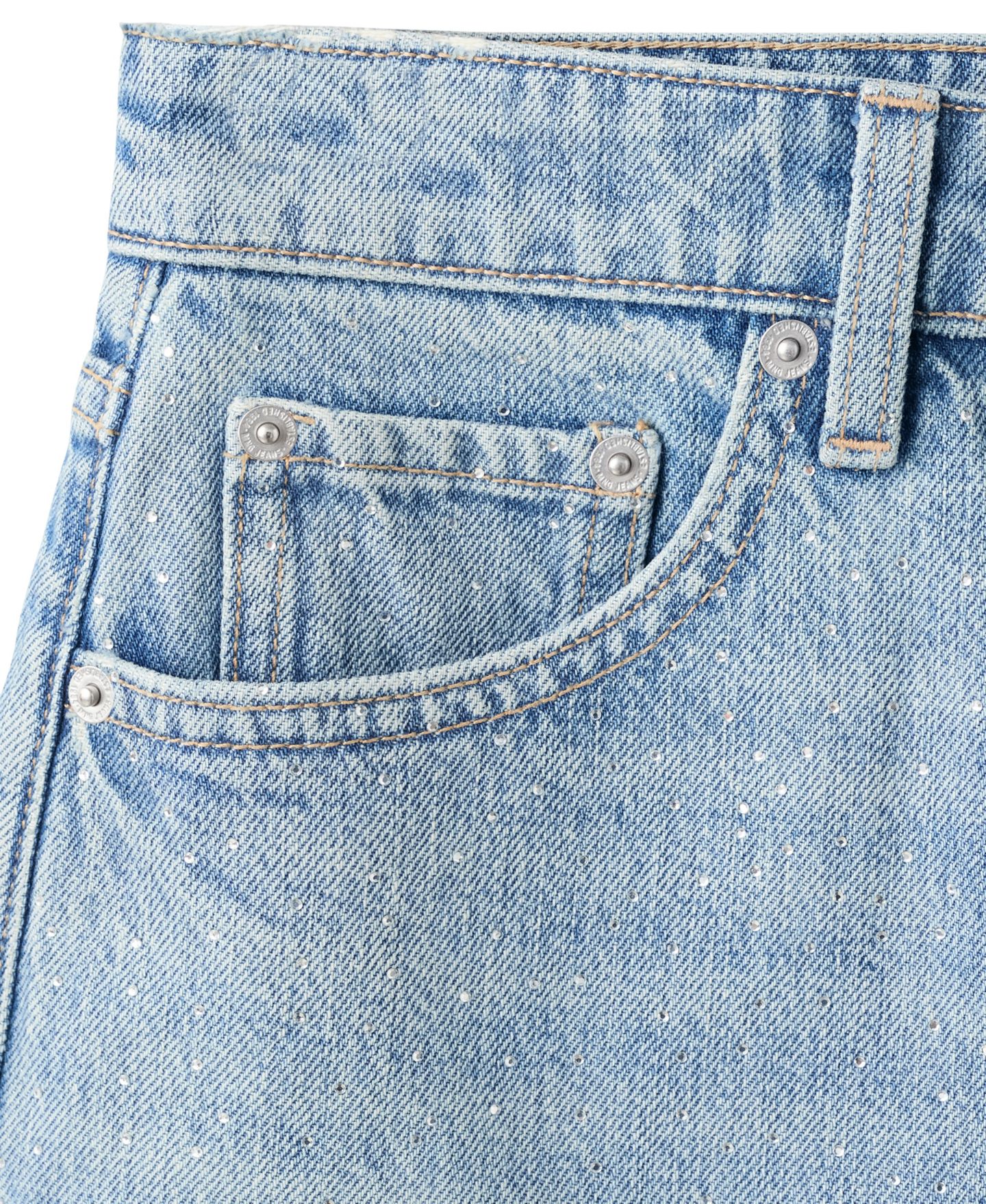 Женские шорты Mango Strass Mid-Rise Rhinestone Denim Shorts, 2.95" Inseam, цвет: Средний синий — фото 5