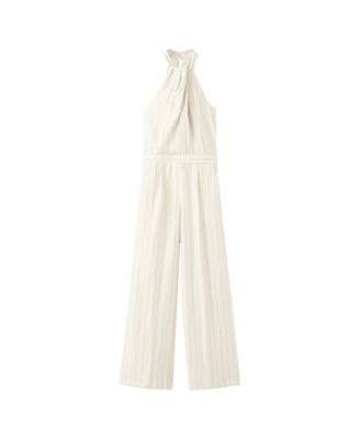 Women's Striped Wide-Leg Halter Jumpsuit