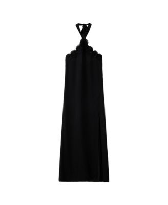 Women's Halter Floral-Detail Side-Slit Dress