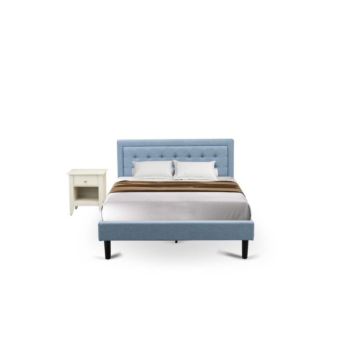 FN11Q-1GA0C 2 Piece Fannin Bedroom Furniture Set - Denim Blue, Black & Wire Brushed Butter Cream