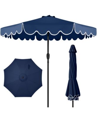 9ft Patio Market Umbrella with Scallop Trim, Fade-Resistant, Crank and Tilt, Wind Vent