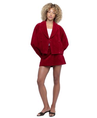Women's Fired Up Long-Sleeve A-Line Mini Suede Jacket and Skirt, 2-Piece Set