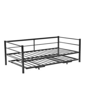 Twin Convertible Metal Daybed with Pull-Out Trundle Bed