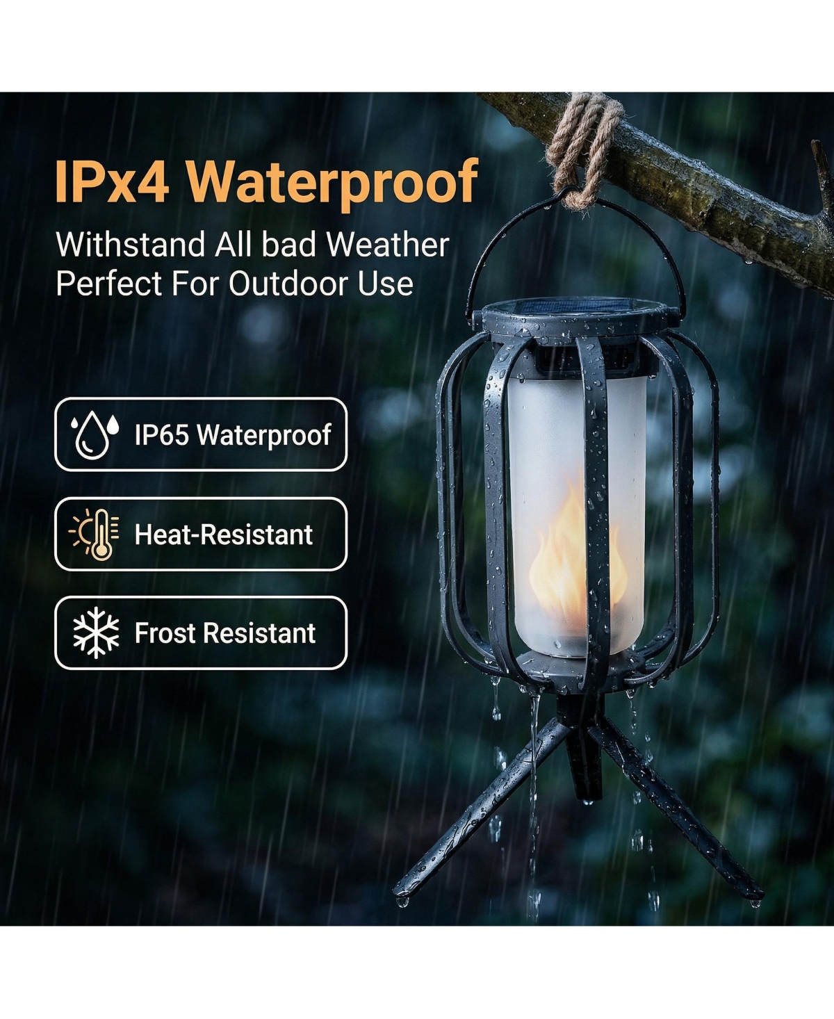 Cushry Solar Lanterns Outdoor Waterproof Hanging Solar Lantern Flickering Flame Solar Lights for Garden Patio Yard Decor (5 Pieces)