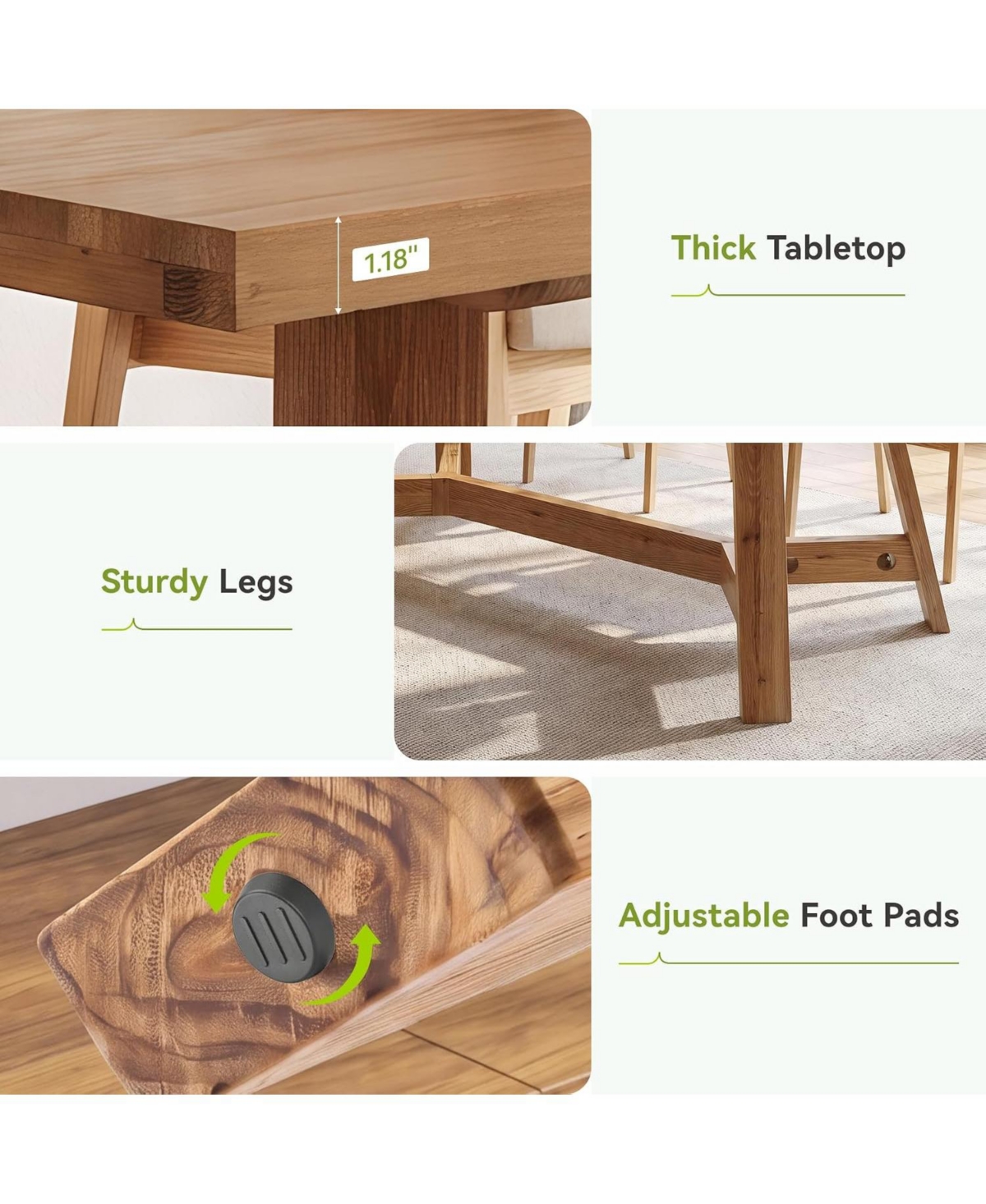 Tribesigns Dining Table,Farmhouse Brown Dinner Tables