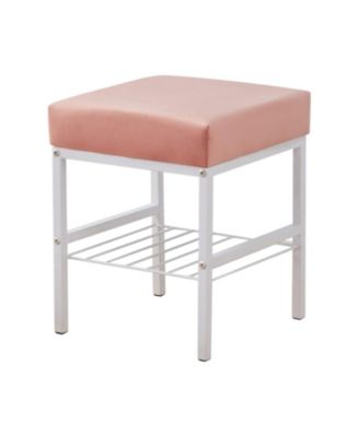 Modern Vanity Ottoman Stool with Padded Seat and Anti-Slip Feet