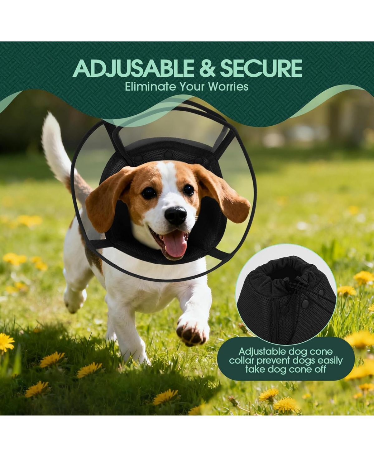 Soft Mesh and Transparent Pvc Recovery Cone Collar for Dogs