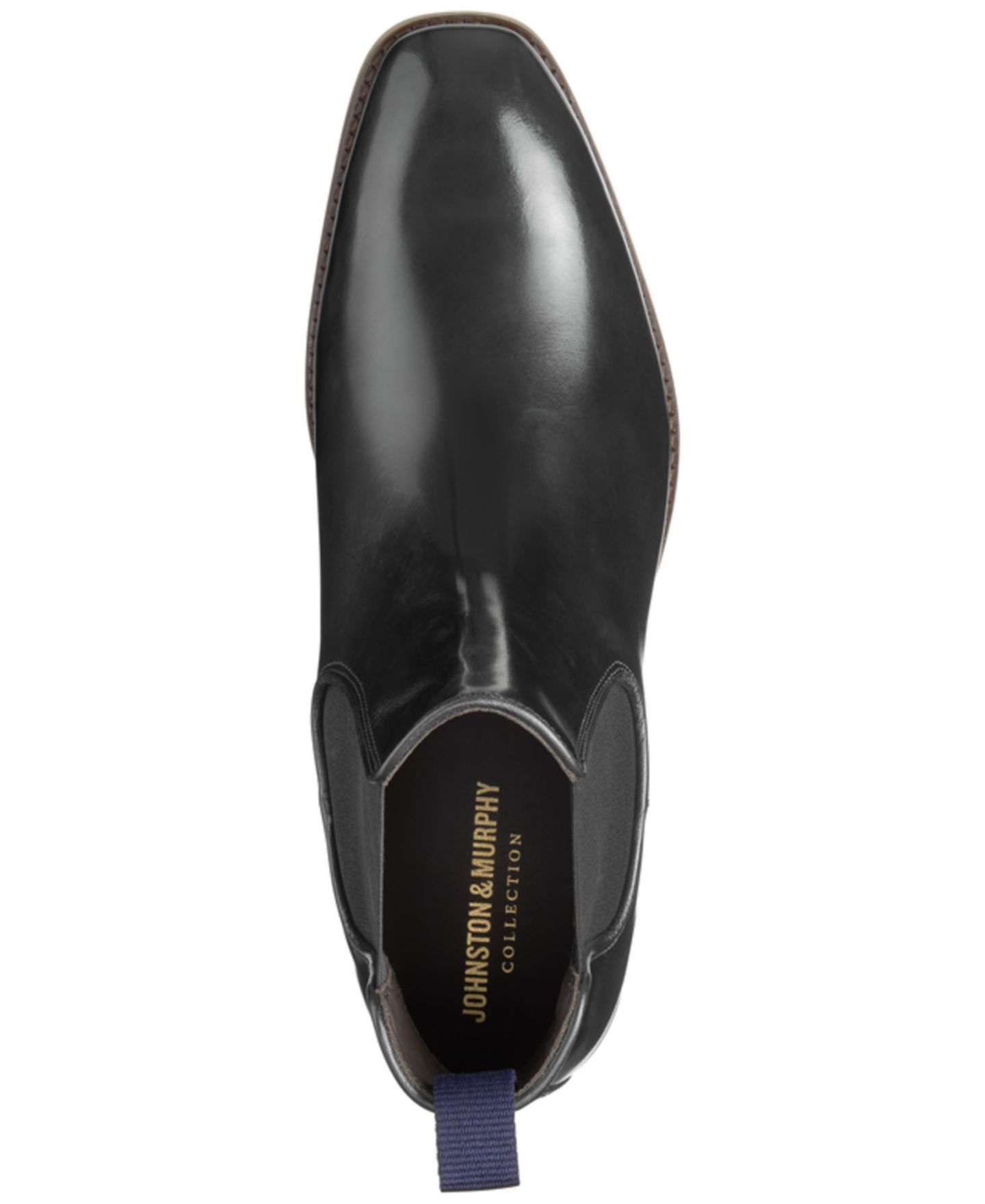 Мужские ботинки Johnston & Murphy Arrister Italian Leather Slip-On Almond-Toe Chelsea, цвет: Чёрный — фото 4