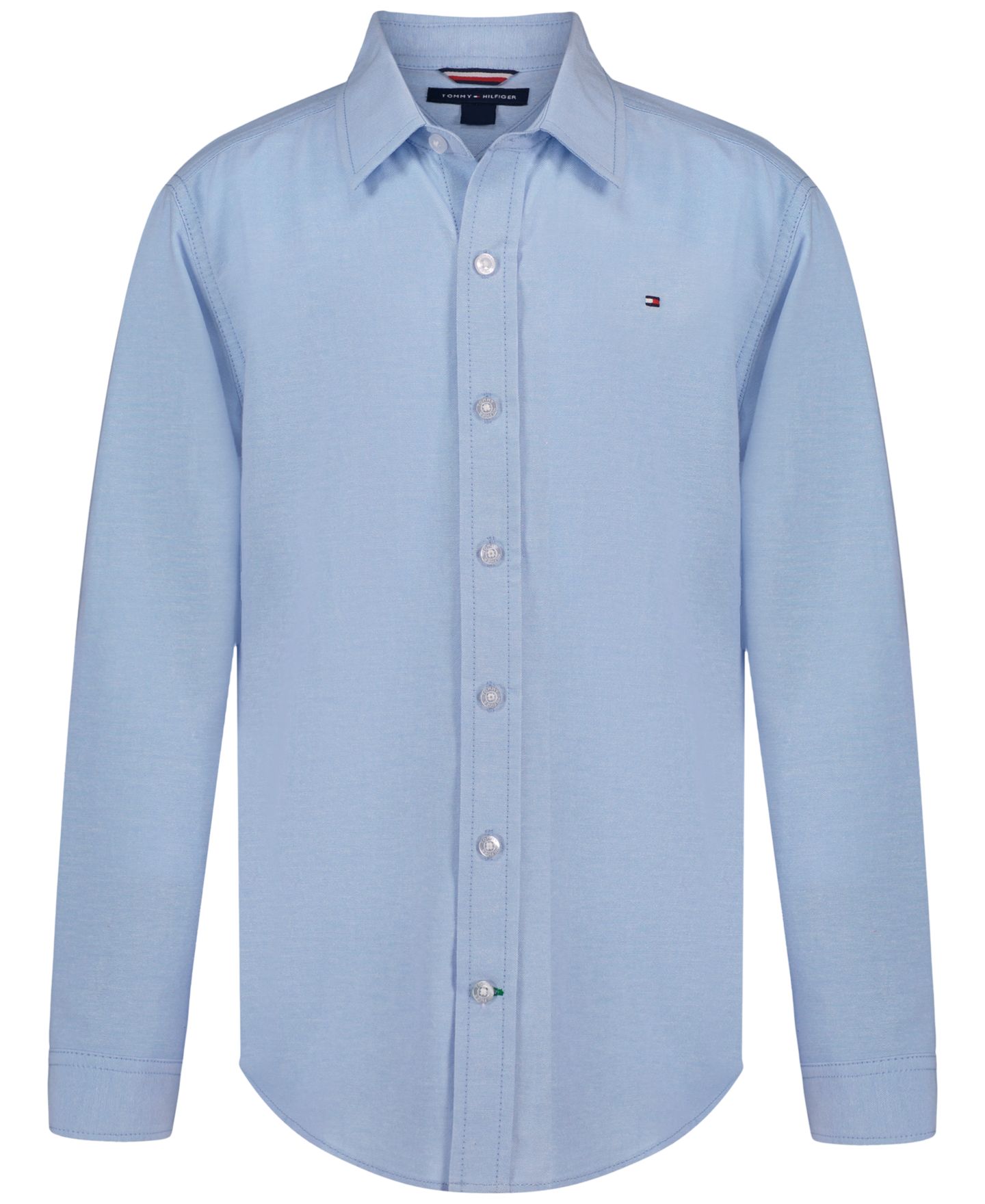 Рубашка Tommy Hilfiger Oxford Long-Sleeve Cotton Shirt для мальчиков, цвет: Синий — фото 1