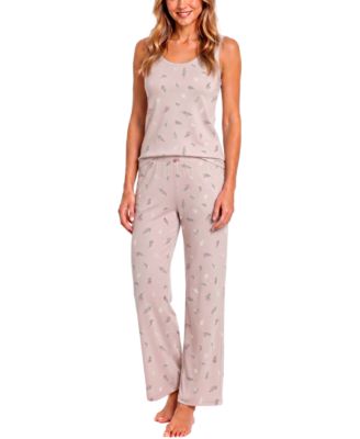 Women's Sleeveless Scoop-Neck Pointelle Tank and Pants, 2-Piece Set