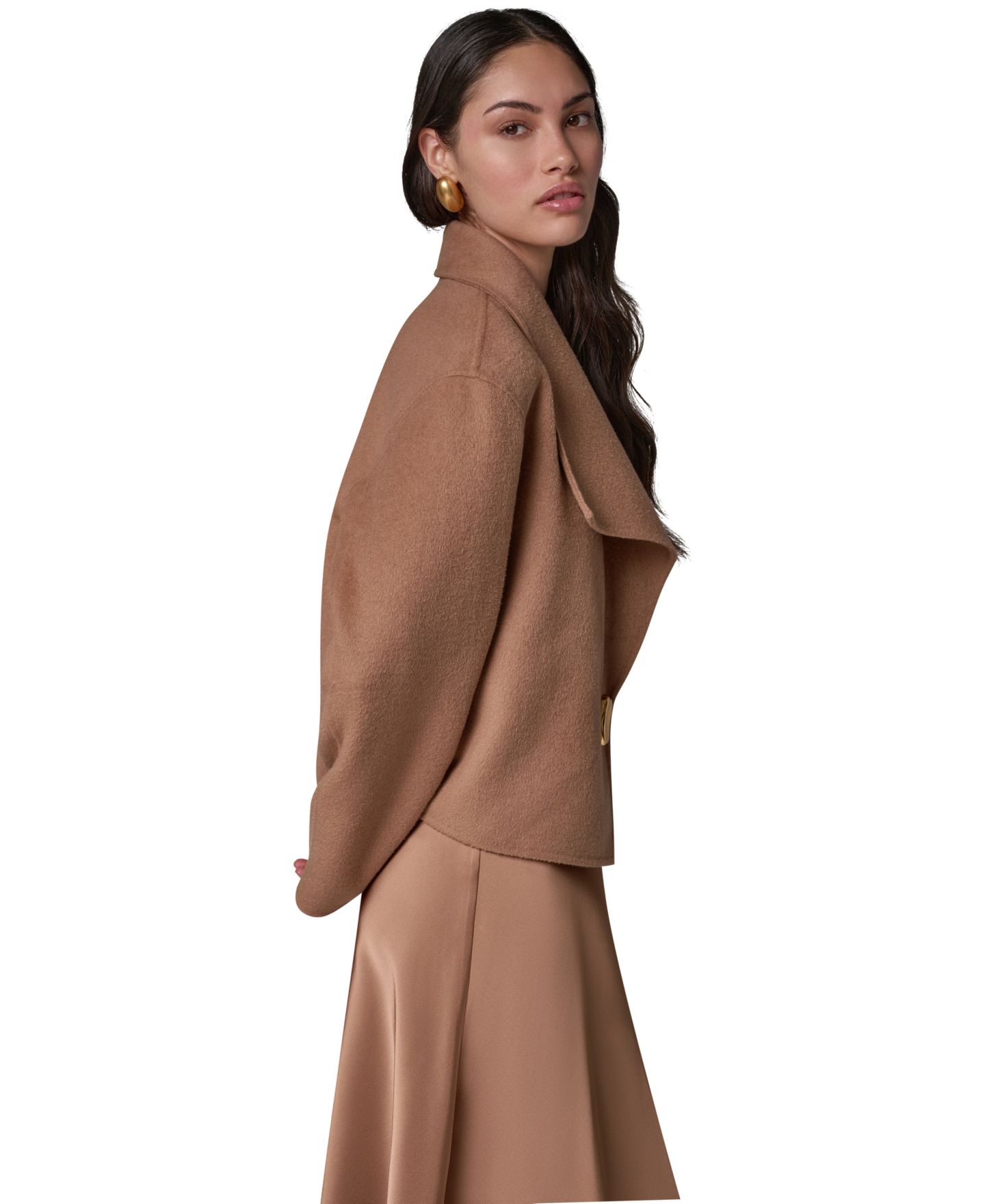 Женская короткая куртка Donna Karan New York с запахом и металлической застёжкой, цвет: Верблюжий — фото 6