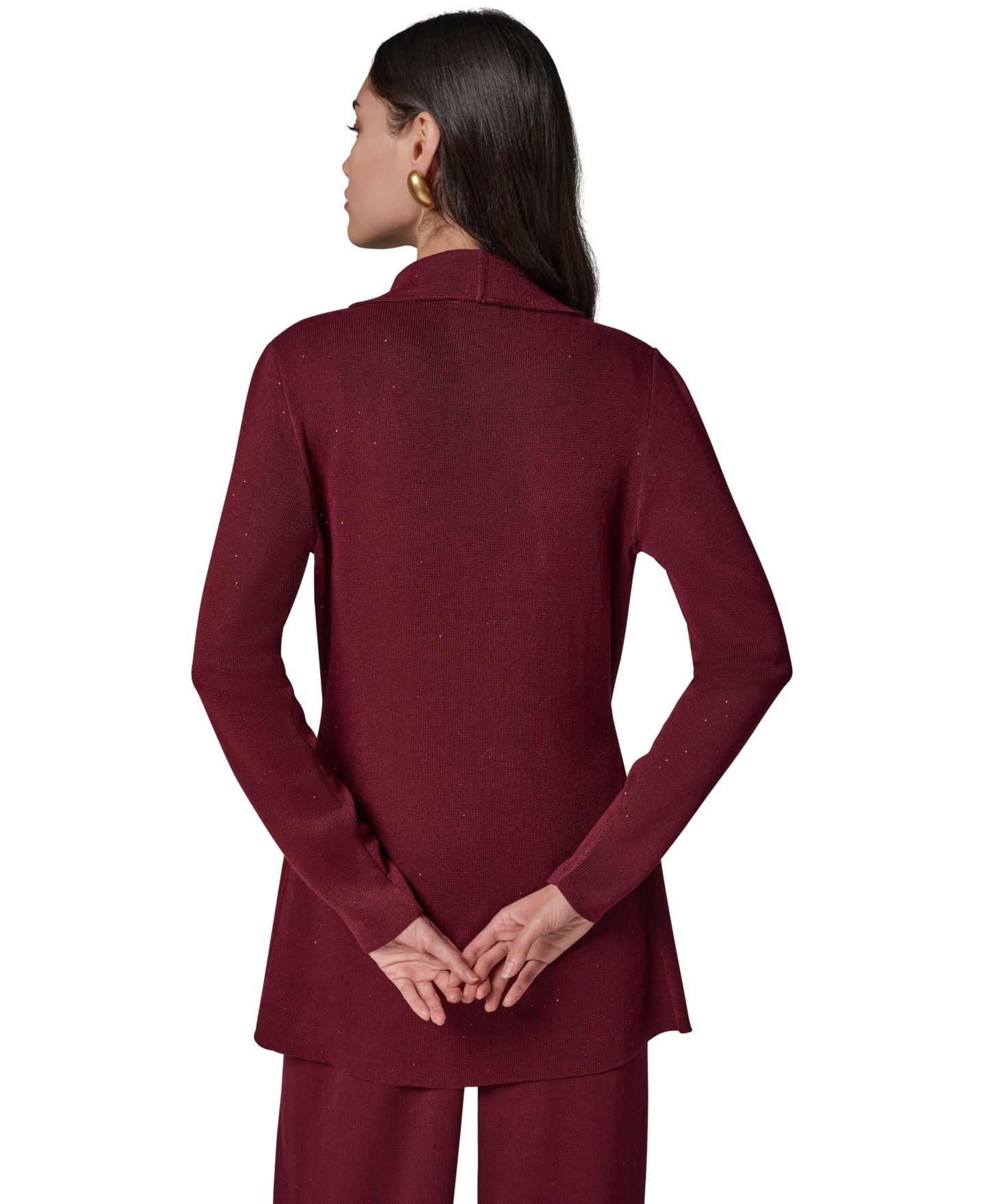 Женский кардиган Donna Karan New York Wrap Long-Sleeve Tie-Front, цвет: Чёрный вишнёвый — фото 8